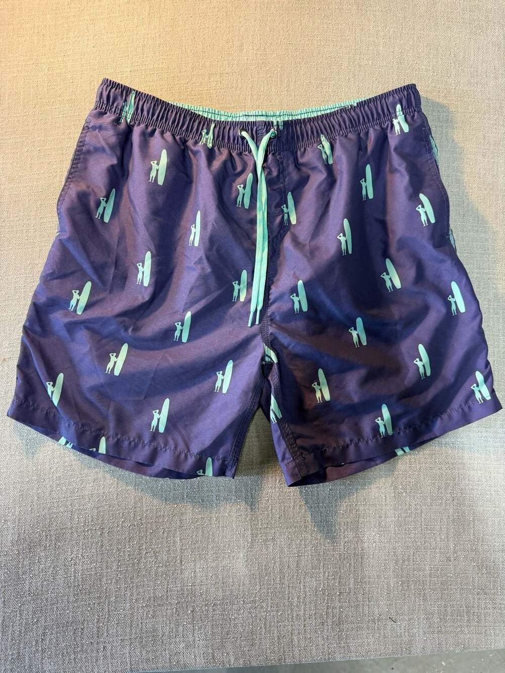 Johnnie-O West Coast Prep Men's Surfboard All-Over Print Swim Trunks Size XL